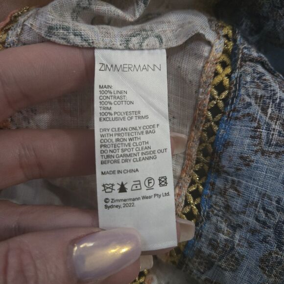 Zimmermann Devi Linen Mini Dress Size 0 4 US NWT - Picture 9 of 14